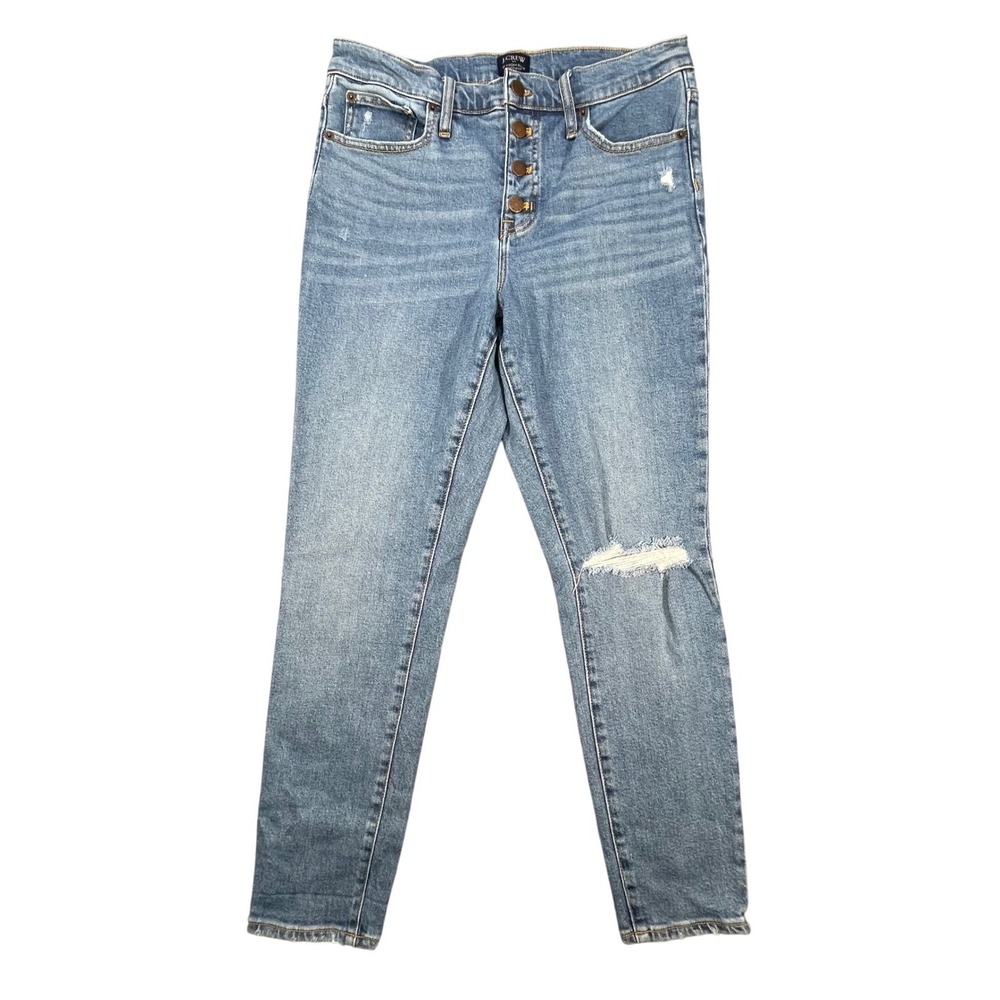 J.Crew Blue Distressed 10" High-Rise Skinny Jeans Womens 29